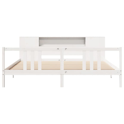 Letto Libreria senza Materasso Bianco 200x200 cm Legno di Pino