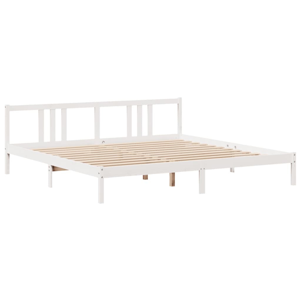 Letto Libreria senza Materasso Bianco 200x200 cm Legno di Pino