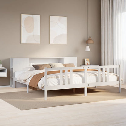 Letto Libreria senza Materasso Bianco 200x200 cm Legno di Pino