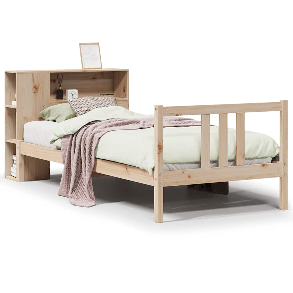 Giroletto con Libreria senza Materasso 75x190 cm in Legno Pino | homemem39