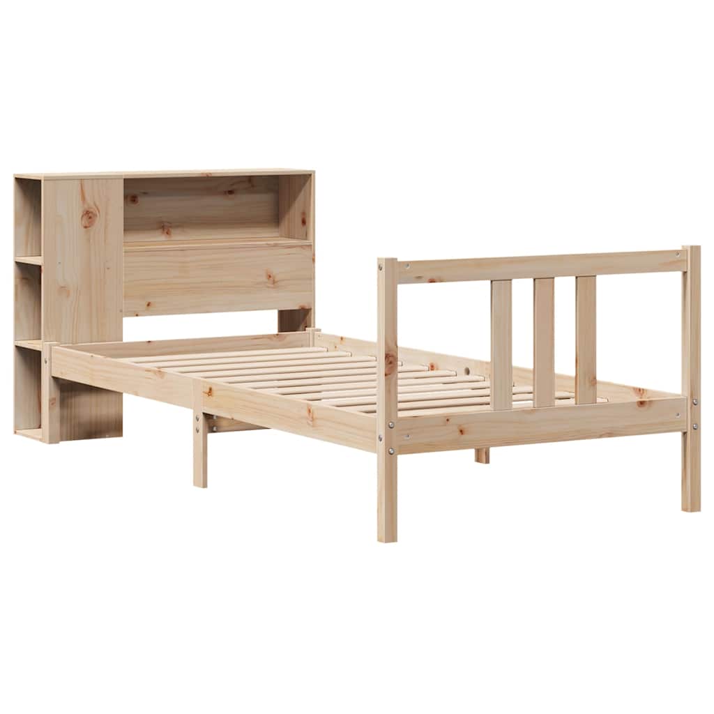 Giroletto con Libreria senza Materasso 75x190 cm in Legno Pino | homemem39