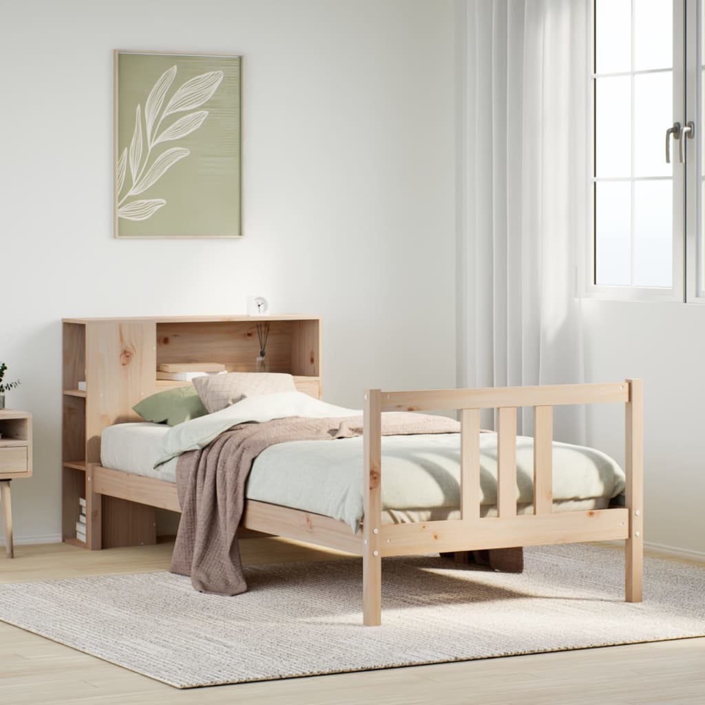 Giroletto con Libreria senza Materasso 75x190 cm in Legno Pino | homemem39