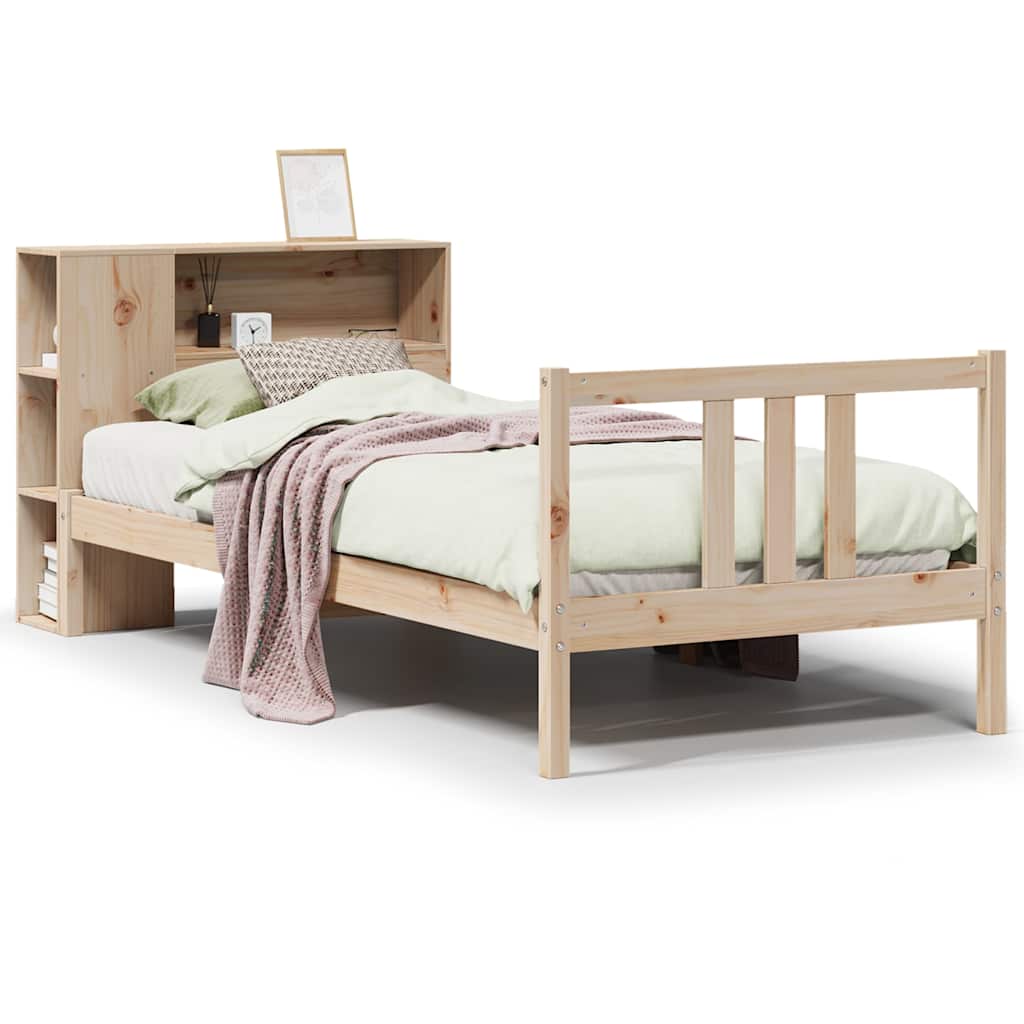 Letto Libreria senza Materasso 90x190 cm Legno Massello Pino - homemem39