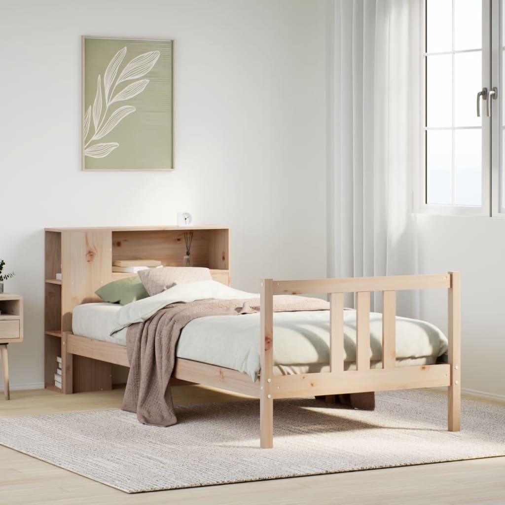 Letto Libreria senza Materasso 90x190 cm Legno Massello Pino - homemem39