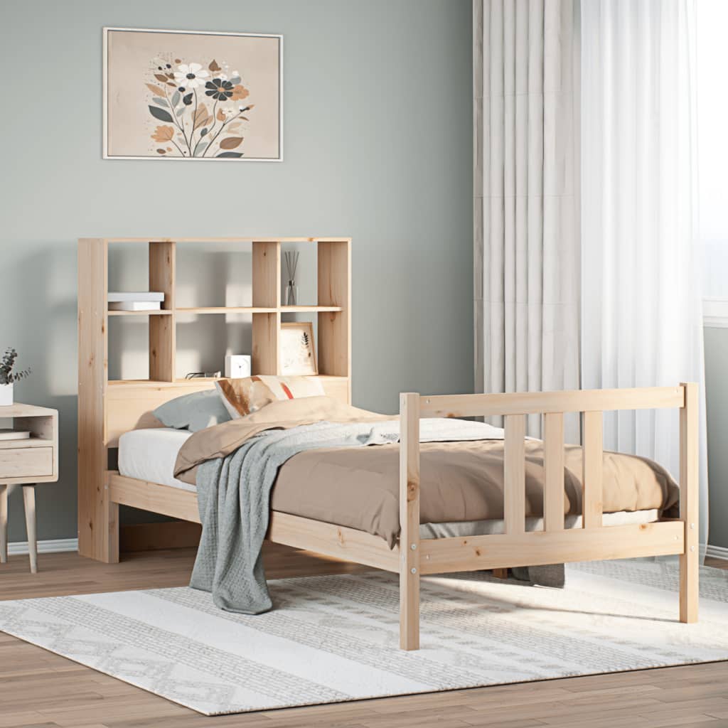 Letto Libreria senza Materasso 90x190 cm Legno Massello Pino - homemem39