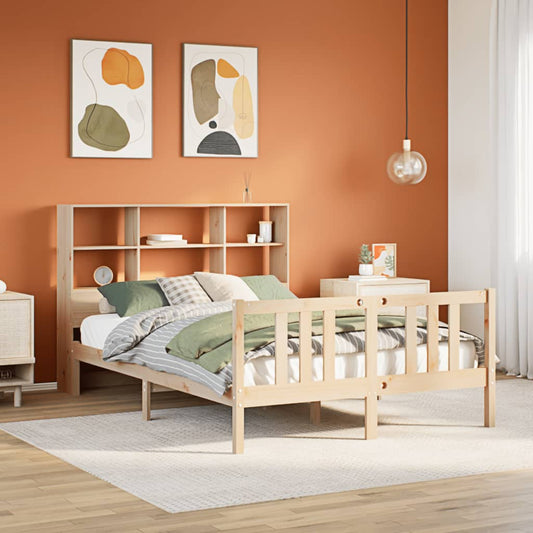 Letto Libreria senza Materasso 140x190 cm in Legno di Pino