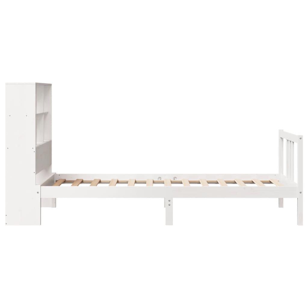 Letto Libreria senza Materasso Bianco 100x200 cm Legno di Pino