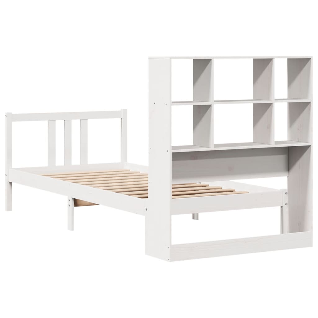 Letto Libreria senza Materasso Bianco 100x200 cm Legno di Pino