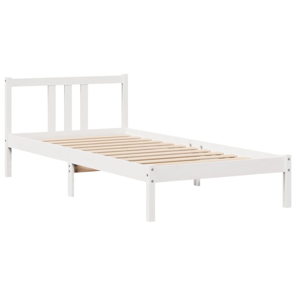 Letto Libreria senza Materasso Bianco 100x200 cm Legno di Pino