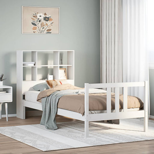 Letto Libreria senza Materasso Bianco 100x200 cm Legno di Pino