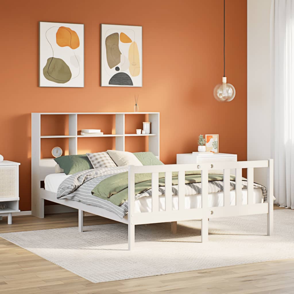 Letto Libreria senza Materasso Bianco 140x200 cm Legno di Pino