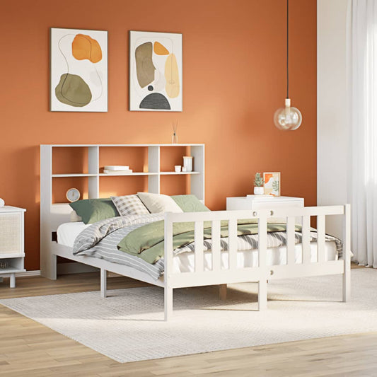 Letto Libreria senza Materasso Bianco 140x200 cm Legno di Pino