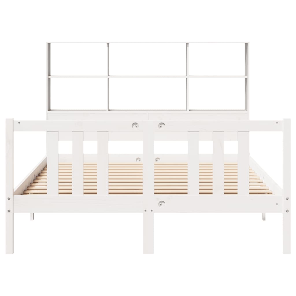 Letto Libreria senza Materasso Bianco 150x200 cm Legno di Pino