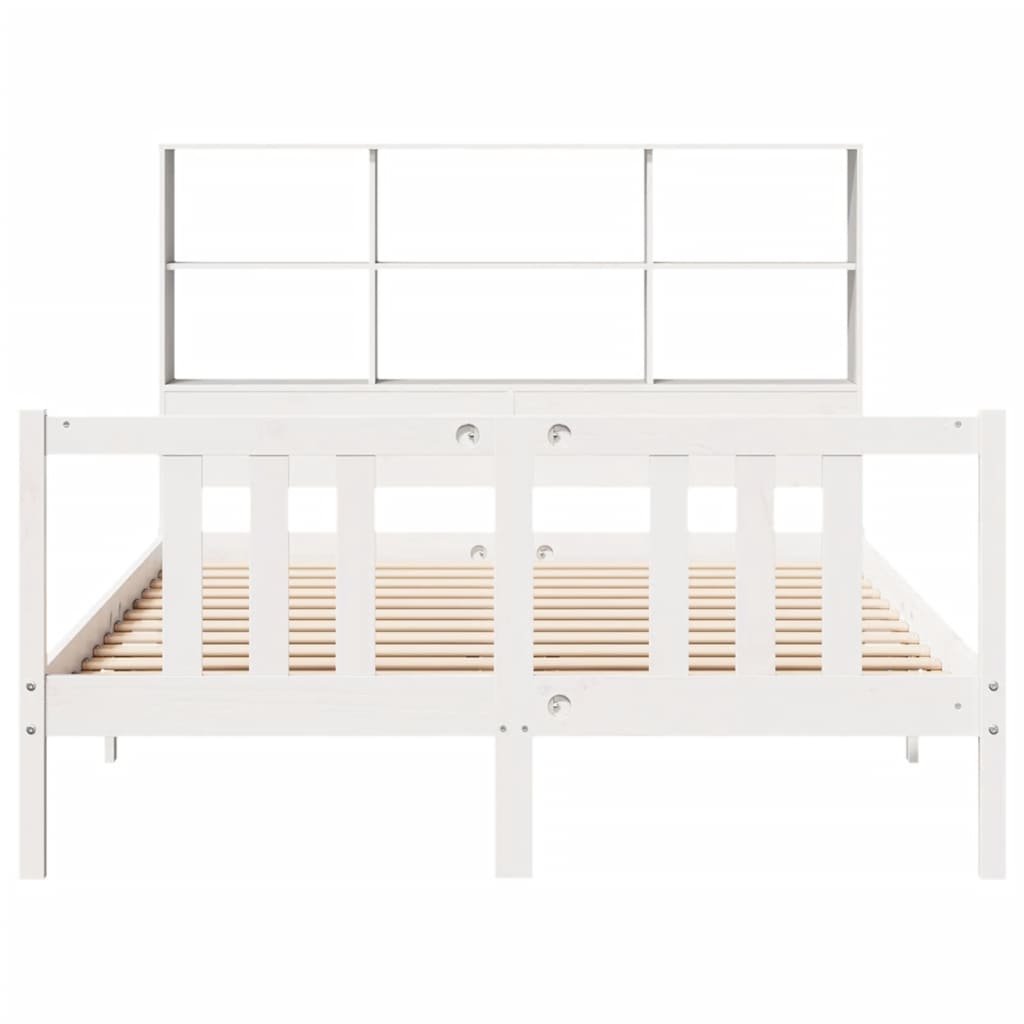 Letto Libreria senza Materasso Bianco 160x200 cm Legno di Pino