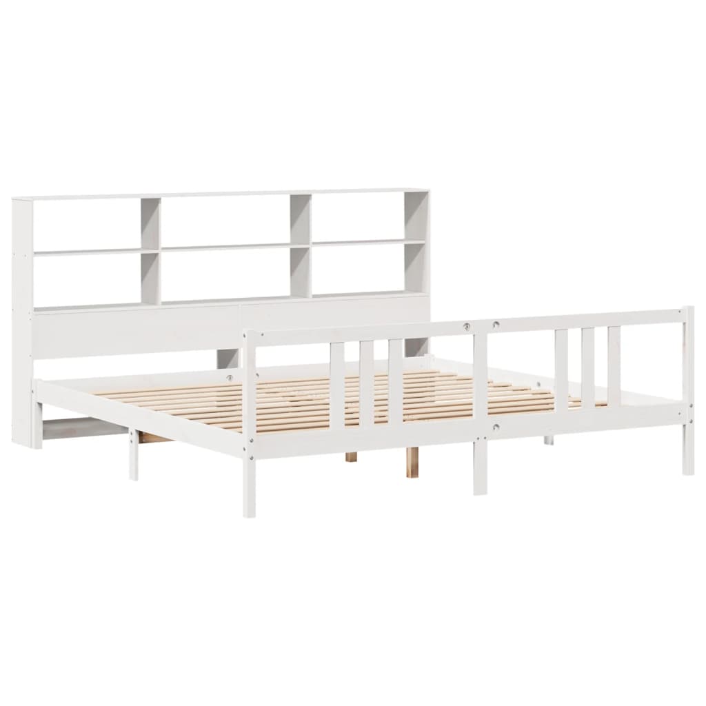 Letto Libreria senza Materasso Bianco 200x200 cm Legno di Pino