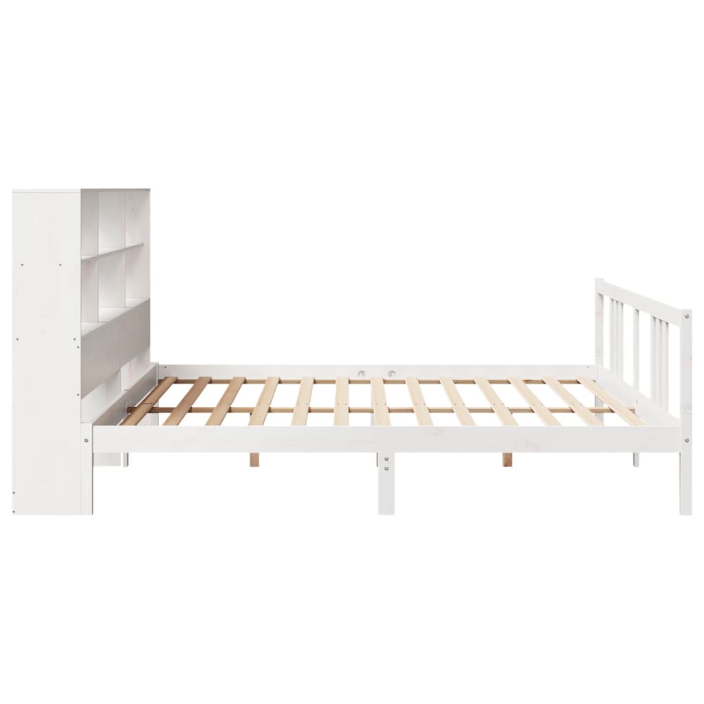 Letto Libreria senza Materasso Bianco 200x200 cm Legno di Pino