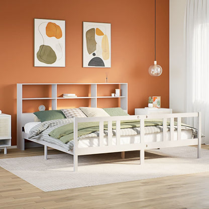 Letto Libreria senza Materasso Bianco 200x200 cm Legno di Pino