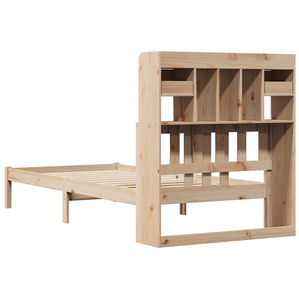 Giroletto con Libreria senza Materasso 75x190 cm in Legno Pino - homemem39