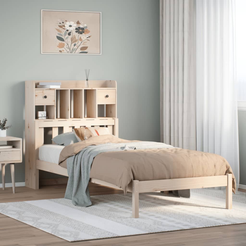 Letto Libreria senza Materasso 90x190 cm Legno Massello Pino - homemem39