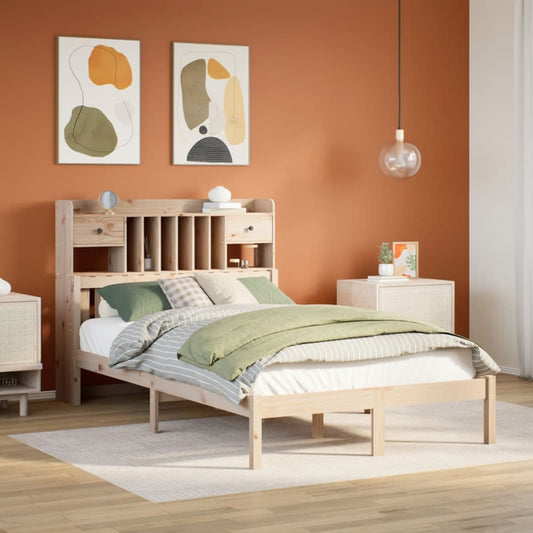 Letto Libreria senza Materasso 135x190 cm in Legno di Pino - homemem39