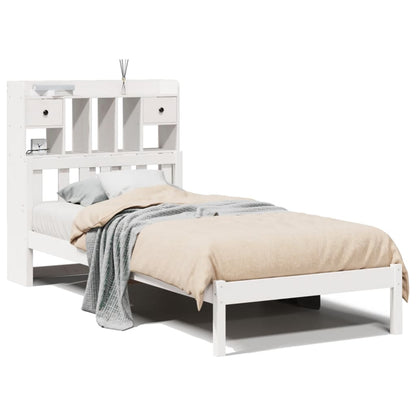 Letto Libreria senza Materasso Bianca 90x200 cm Legno di Pino | homemem39