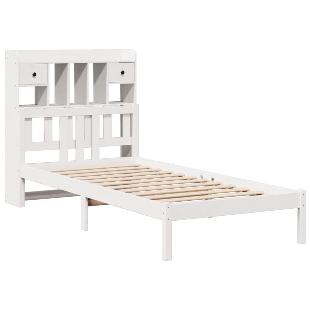 Letto Libreria senza Materasso Bianca 90x200 cm Legno di Pino | homemem39