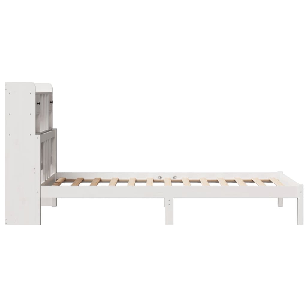 Letto Libreria senza Materasso Bianca 90x200 cm Legno di Pino | homemem39