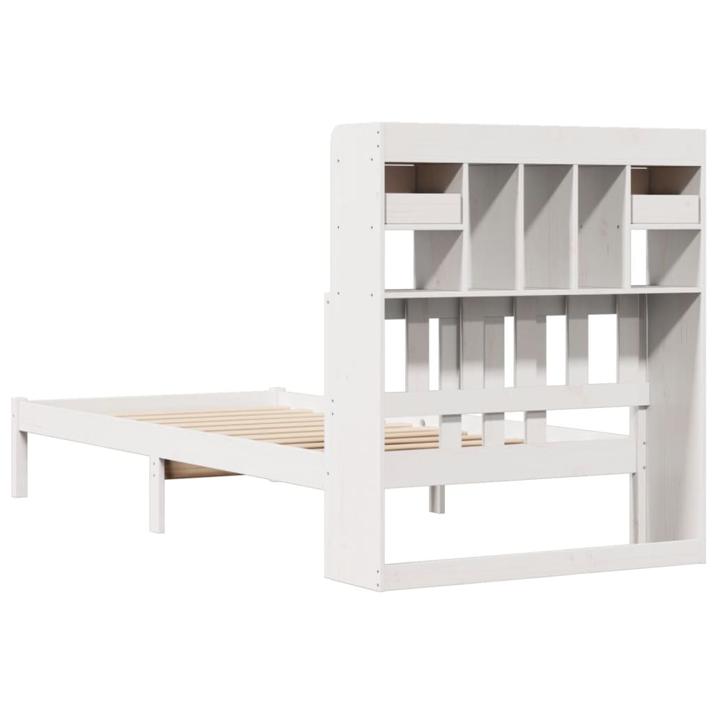 Letto Libreria senza Materasso Bianca 90x200 cm Legno di Pino | homemem39