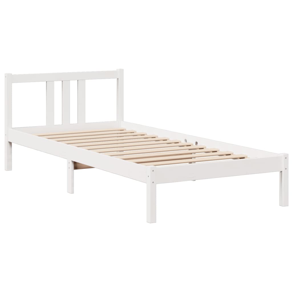 Letto Libreria senza Materasso Bianca 90x200 cm Legno di Pino | homemem39