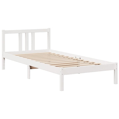 Letto Libreria senza Materasso Bianca 90x200 cm Legno di Pino | homemem39