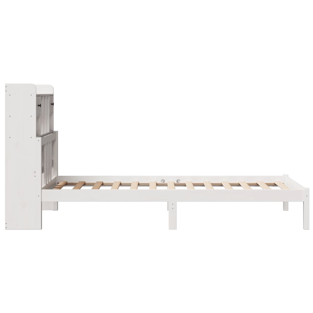 Letto Libreria senza Materasso Bianco 100x200 cm Legno di Pino