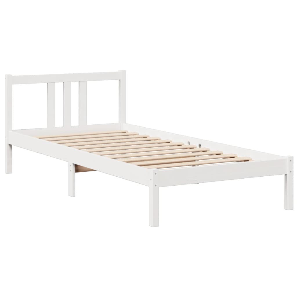 Letto Libreria senza Materasso Bianco 100x200 cm Legno di Pino