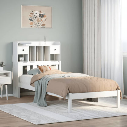 Letto Libreria senza Materasso Bianco 100x200 cm Legno di Pino