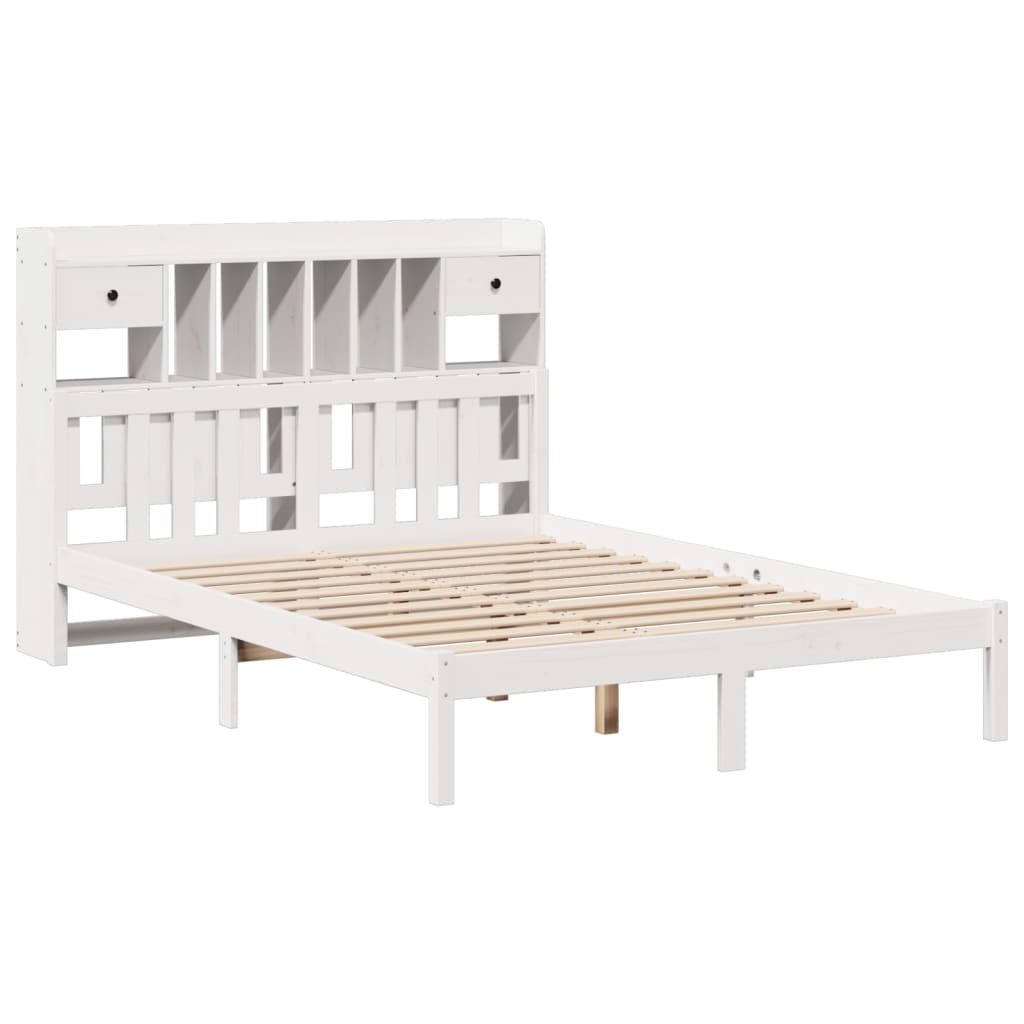 Letto Libreria senza Materasso Bianco 140x200 cm Legno di Pino