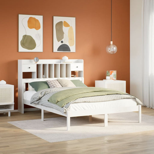 Letto Libreria senza Materasso Bianco 140x200 cm Legno di Pino