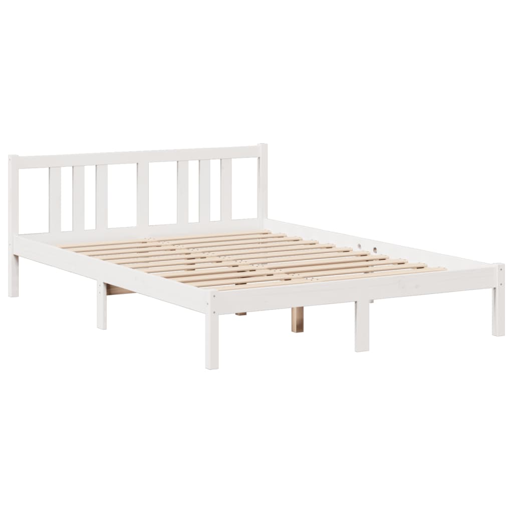 Letto Libreria senza Materasso Bianco 150x200 cm Legno di Pino