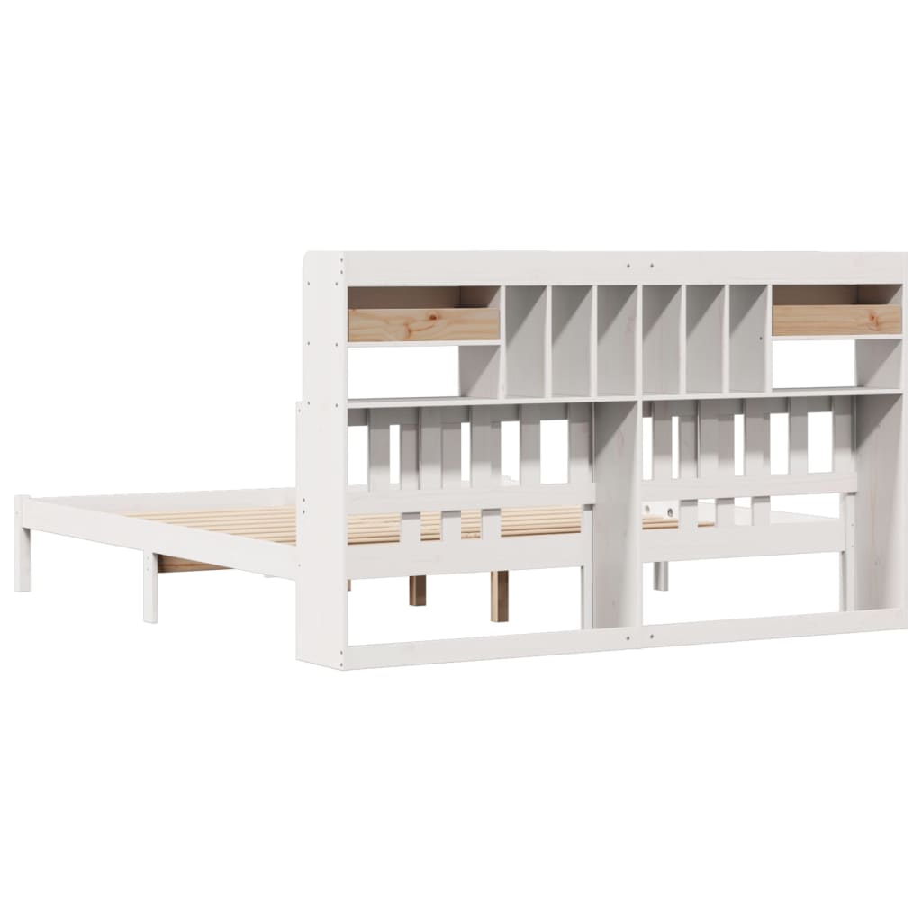 Letto Libreria senza Materasso Bianco 200x200 cm Legno di Pino