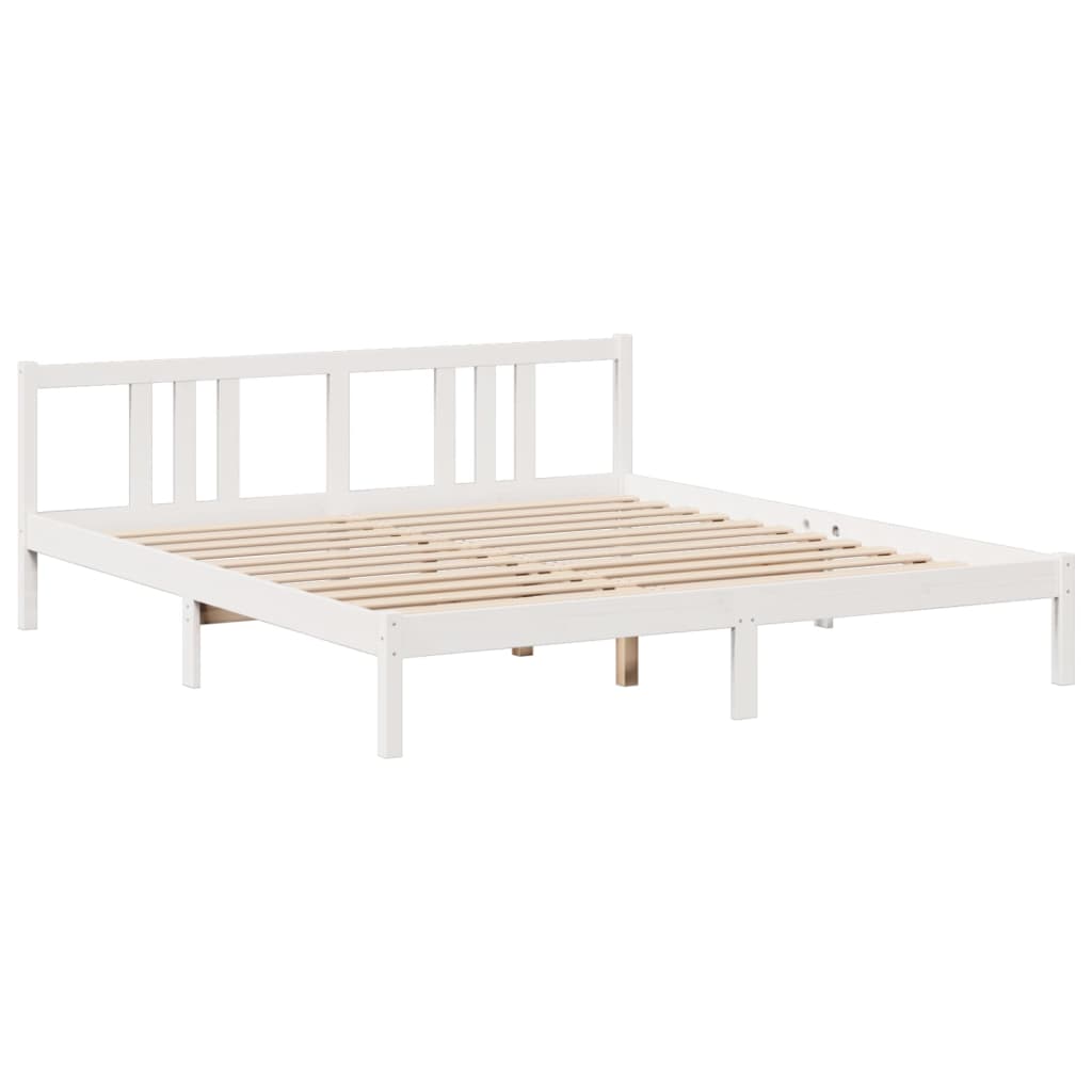 Letto Libreria senza Materasso Bianco 200x200 cm Legno di Pino