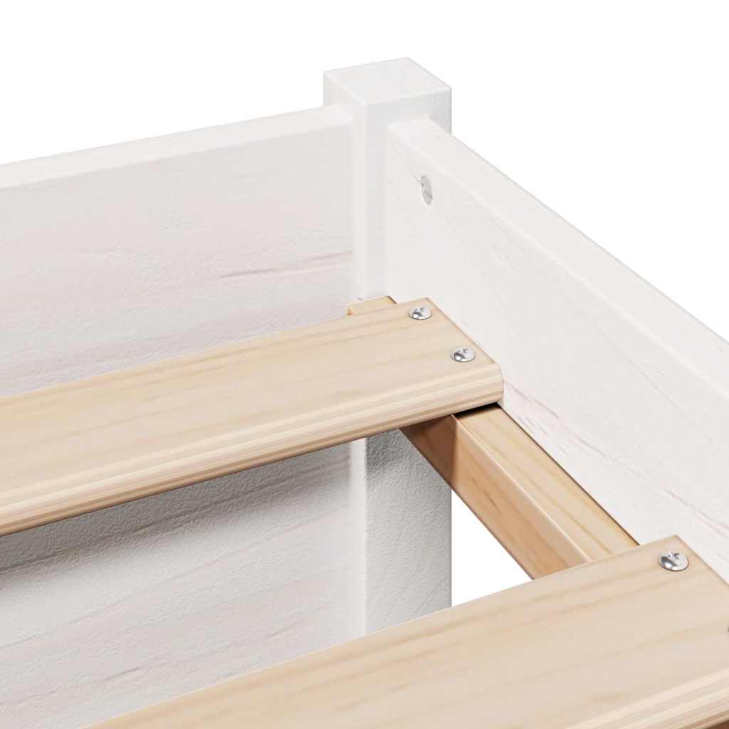 Letto Libreria senza Materasso Bianco 140x190 cm Legno di Pino - homemem39