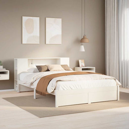 Letto Libreria senza Materasso Bianco 140x190 cm Legno di Pino - homemem39
