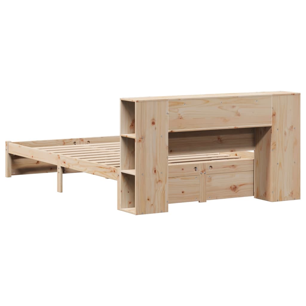Letto Libreria senza Materasso 120x200cm Legno Massello di Pino - homemem39