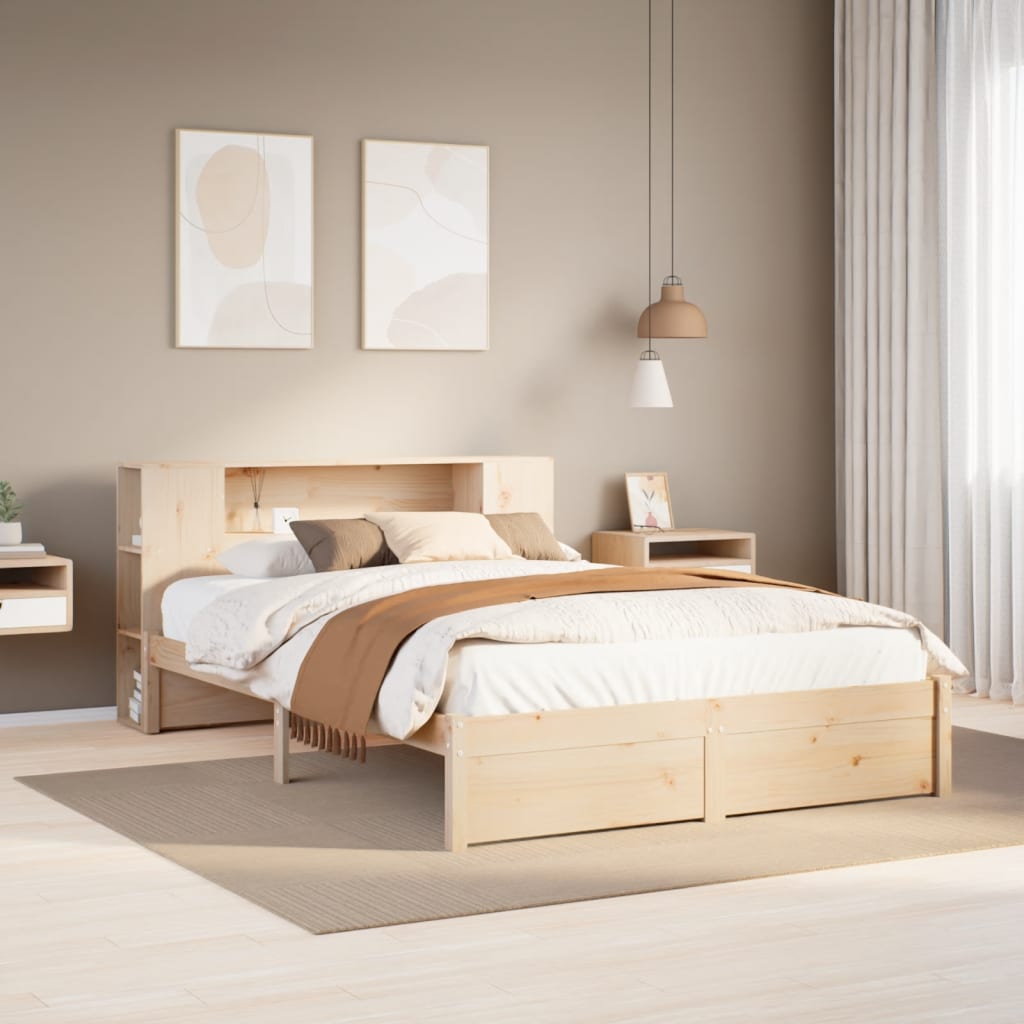 Letto Libreria senza Materasso 120x200cm Legno Massello di Pino - homemem39