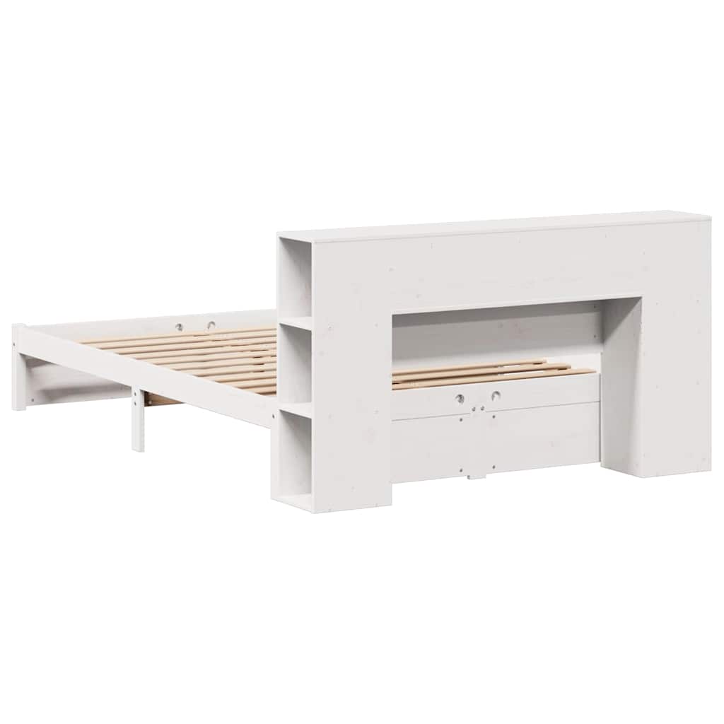 Letto Libreria senza Materasso Bianco 160x200 cm Legno di Pino - homemem39