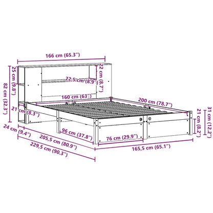 Letto Libreria senza Materasso Bianco 160x200 cm Legno di Pino - homemem39