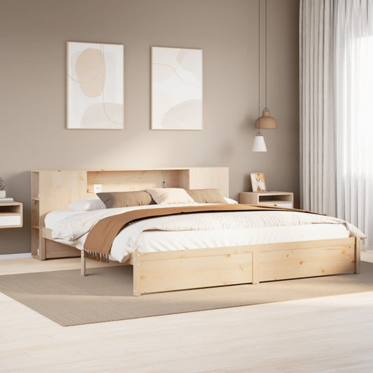 Letto Libreria senza Materasso 180x200 cm in Legno di Pino - homemem39