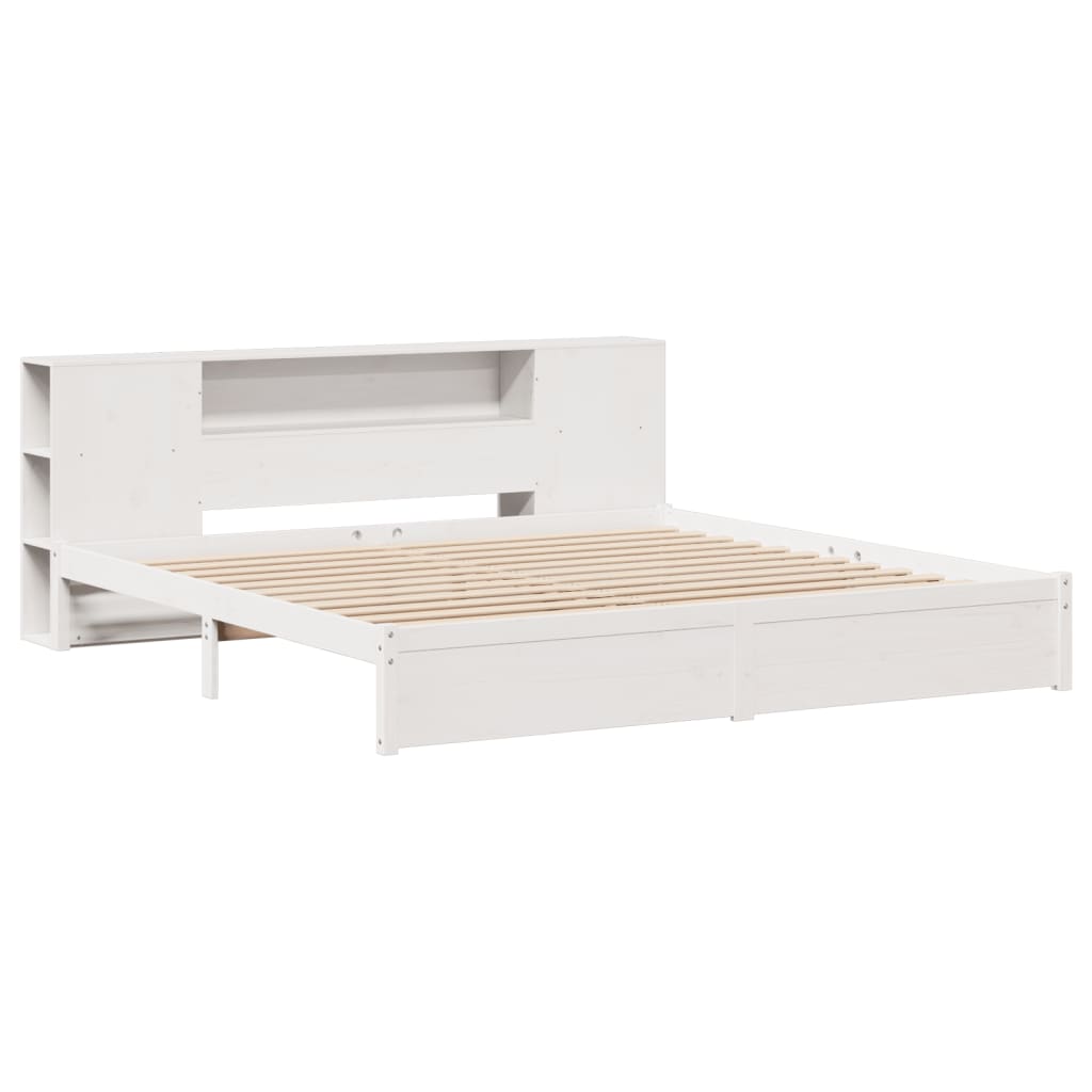 Letto Libreria senza Materasso Bianco 200x200 cm Legno di Pino - homemem39