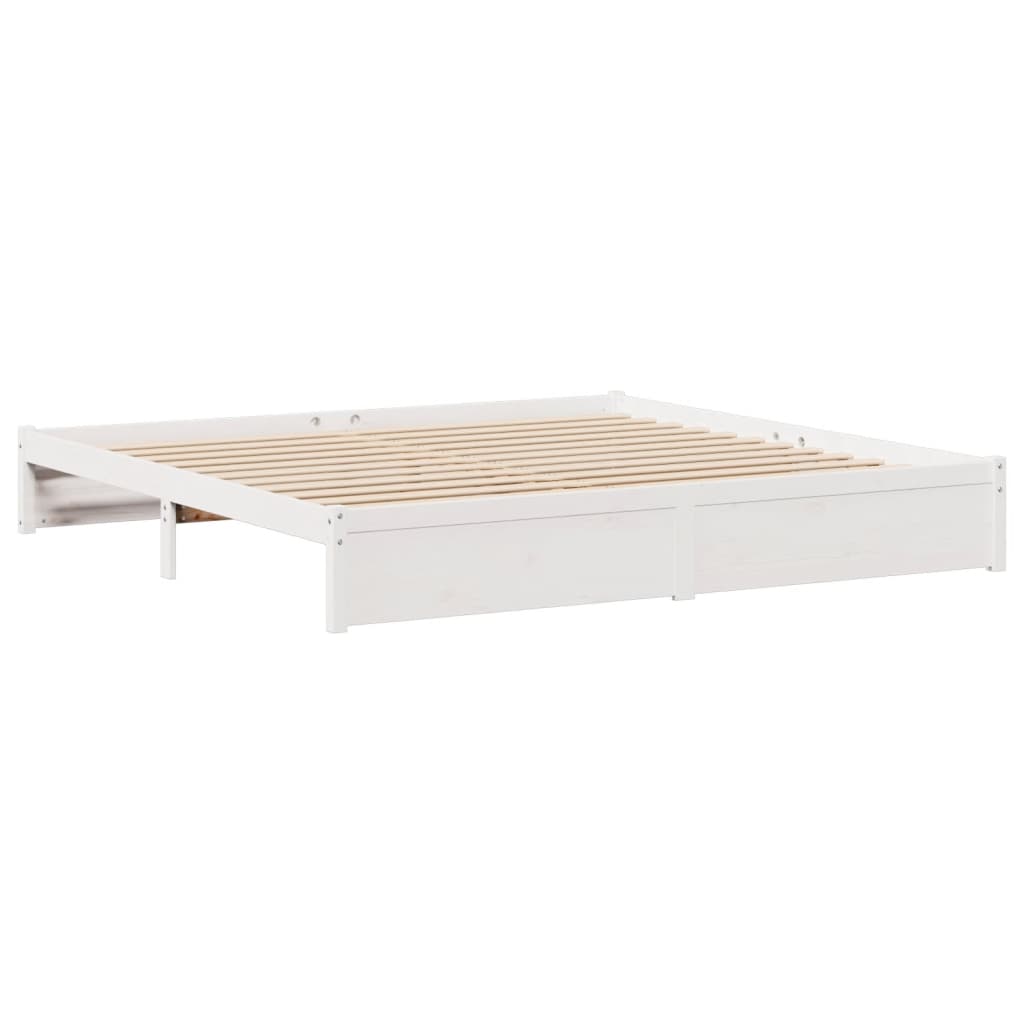 Letto Libreria senza Materasso Bianco 200x200 cm Legno di Pino - homemem39