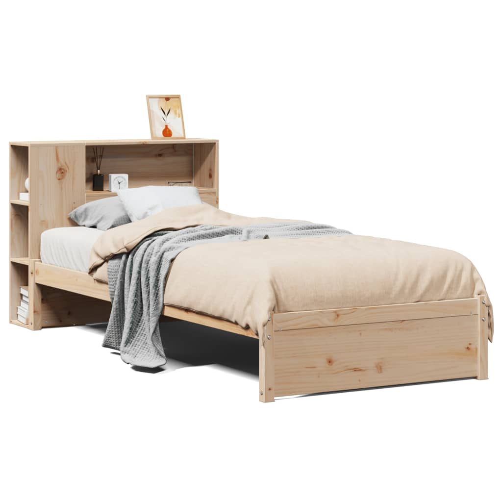 Giroletto con Libreria senza Materasso 75x190 cm in Legno Pino - homemem39