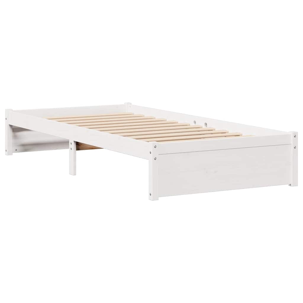 Letto Libreria senza Materasso Bianco 90x190 cm Massello Pino