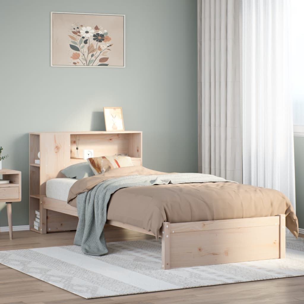 Letto Libreria senza Materasso 90x200 cm Legno Massello Pino - homemem39
